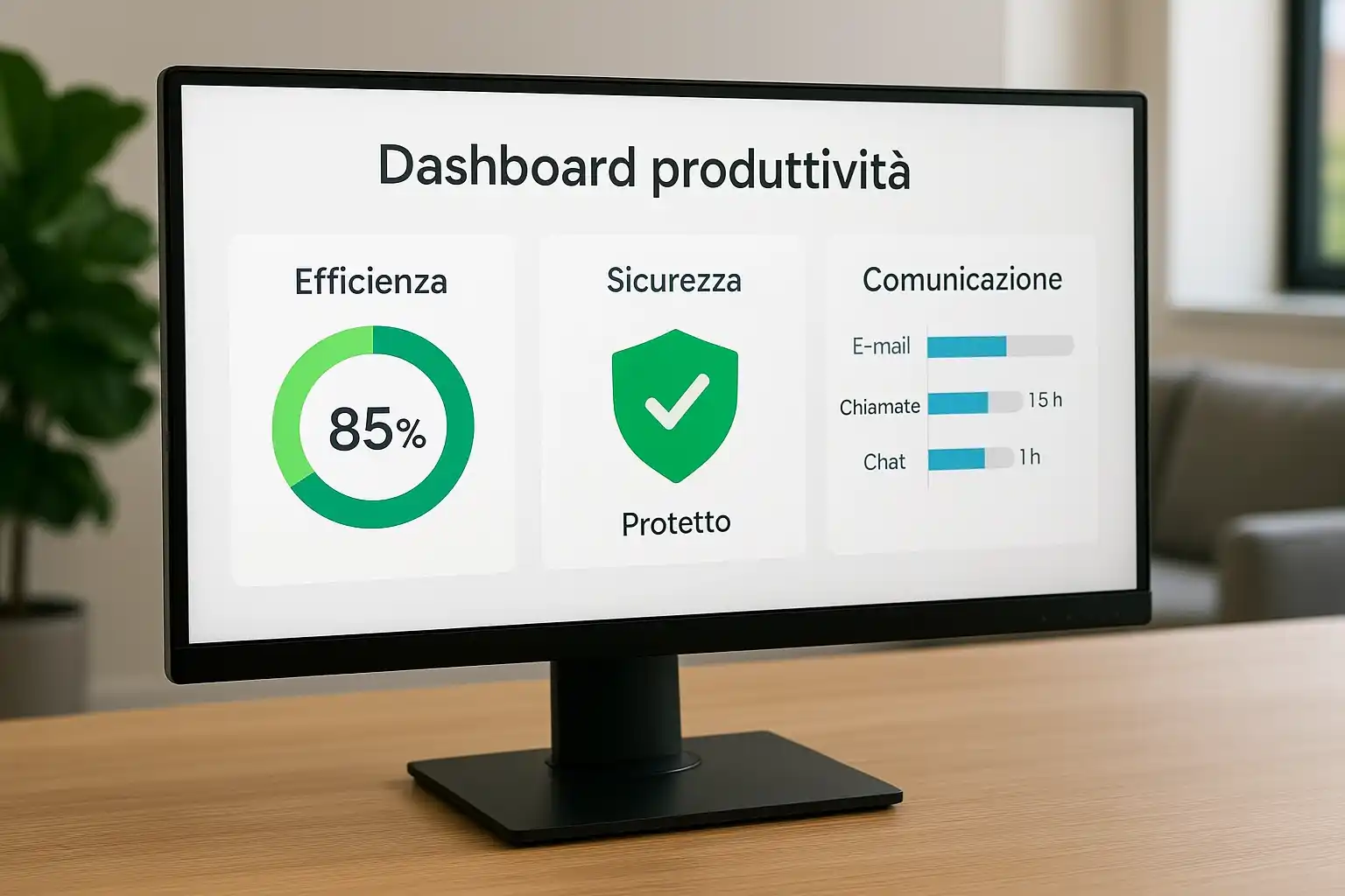Personal productivity dashboard showing efficiency, safety and communication